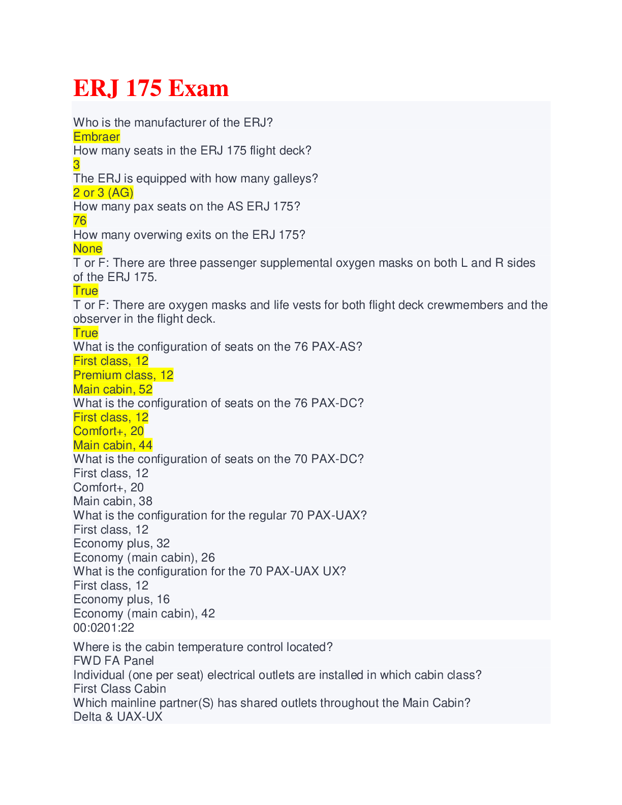 Preview image for ERJ 175 Exam with Complete Solution